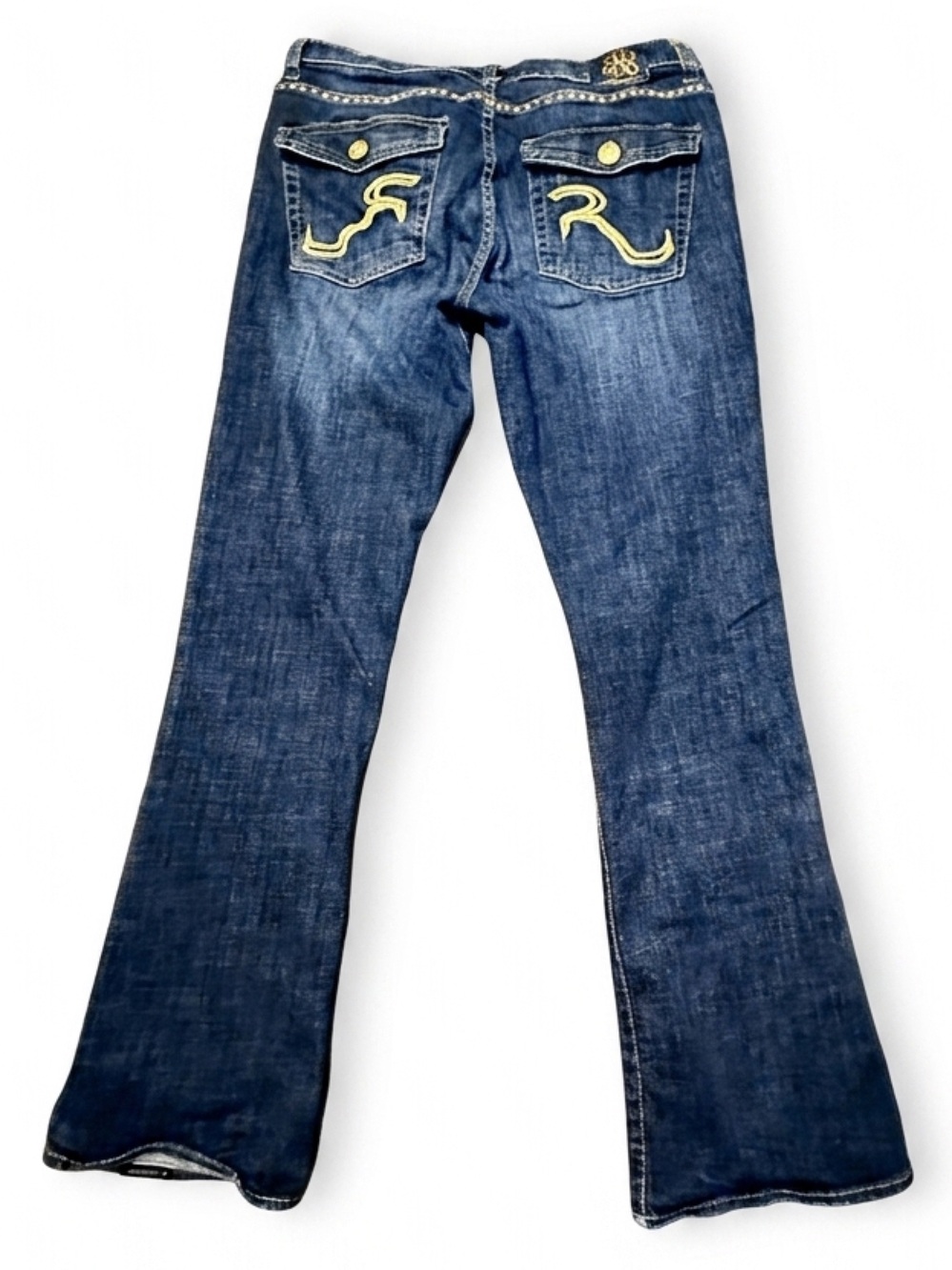 Rock & Republic Kasandra Dark Blue Flare Jeans with Stud Trim Size 14 - Picture 6 of 12